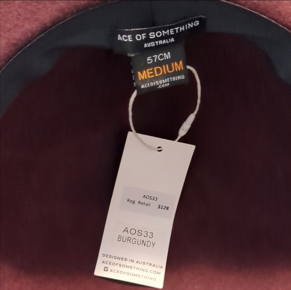 NWT 'Ace of Something' Australia Burgundy Wool Wide Brim Hat - M - Picture 4 of 6